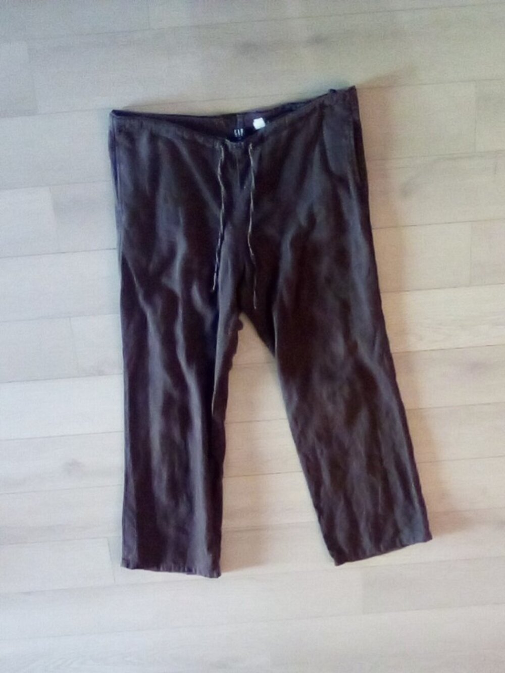Gap Vintage 100 % Linen Drawstring Pants Size M Chocolate Brown